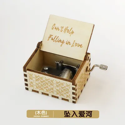Wooden Music Box Ornaments Classical Carving Hand-Cranked Crafts Gifts for Kids