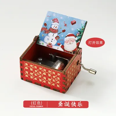 Wooden Music Box Ornaments Classical Carving Hand-Cranked Crafts Gifts for Kids