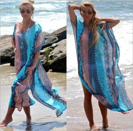 Women Fashion Bohemian Print Bikini Cover-Ups
