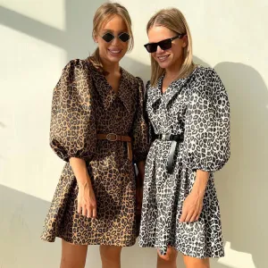 Women Fashion Loose Leopard Printed Dress