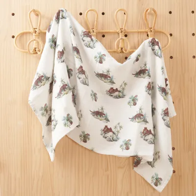 Newborn Baby Summer Muslin Digital Printed Bamboo Cotton Blanket Swaddle 120x110cm