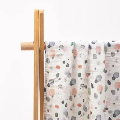 Newborn Baby Summer Muslin Digital Printed Bamboo Cotton Blanket Swaddle 120x110cm