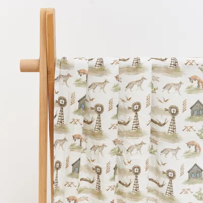 Newborn Baby Summer Muslin Digital Printed Bamboo Cotton Blanket Swaddle 120x110cm
