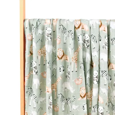 Newborn Baby Summer Muslin Digital Printed Bamboo Cotton Blanket Swaddle 120x110cm