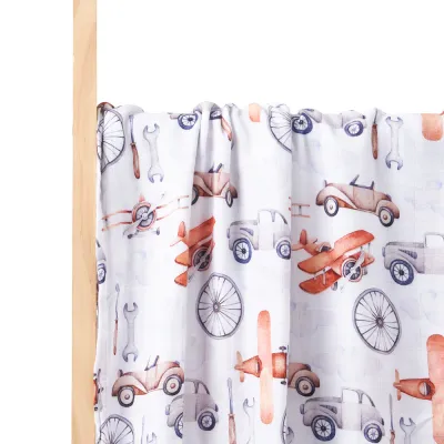 Newborn Baby Summer Muslin Digital Printed Bamboo Cotton Blanket Swaddle 120x110cm