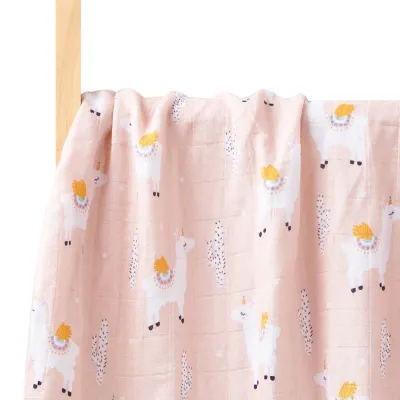 Newborn Baby Summer Muslin Digital Printed Bamboo Cotton Blanket Swaddle 120x110cm
