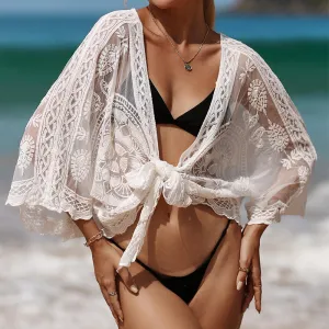 Women Fashion Sexy Vacation Beach Hollow Strap Bikini Cover-Ups