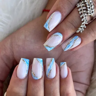 Women Simple Fashion Gradient Glitter Wearable Fake Nails