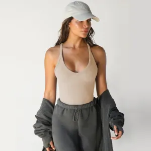 Women Fashion Basic Solid Color U Neck Bodysuit