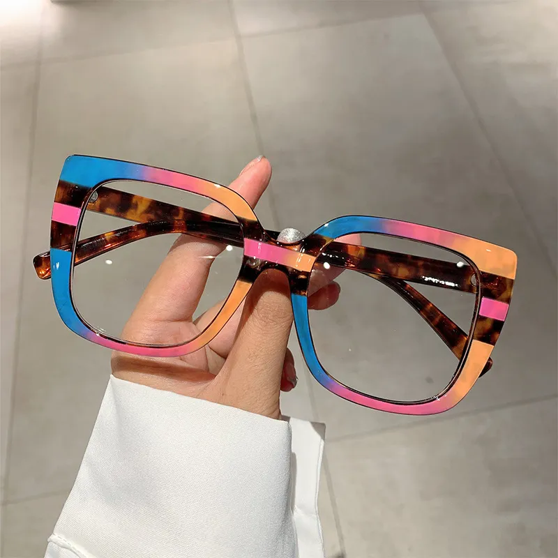 Women Simple Fashion Multicolor Leopard Anti-Blue Light Glasses Frame