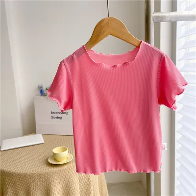 Kids Toddler Girls Fashion Casual Solid Color Short Sleeve T-Shirt