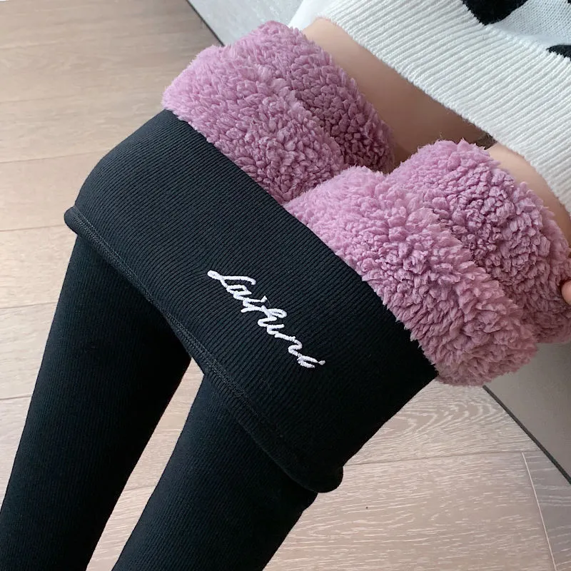 Autumn And Winter Women Fashion Thickened Warm Cashmere High Waist Leggings