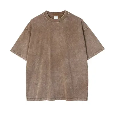 Neutral Retro Washed Cotton Crewneck Short Sleeve T-Shirt for Men