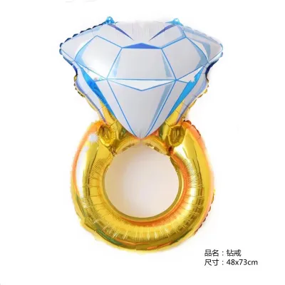 Fashion Valentine Day Party Decoration Diamond Ring Aluminum Film Balloon