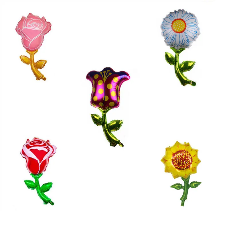 Fashion Valentine Day Holiday Party Decoration Rose Sunflower Aluminum Film Balloon
