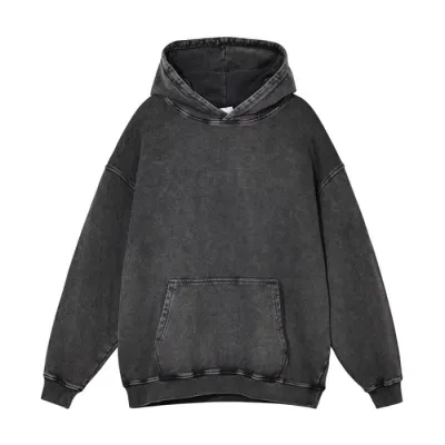 Neutral Retro Washed Cotton Long Sleeve Pullover Hoodie