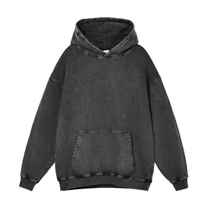 Neutral Retro Washed Cotton Long Sleeve Pullover Hoodie