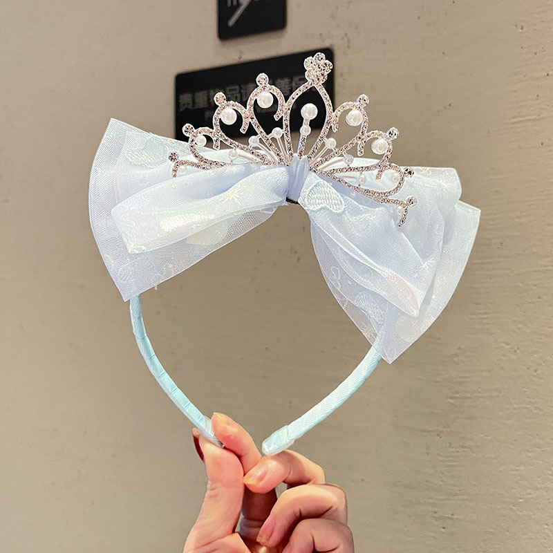 Wholesale Kids Girls Sweet Cute Rhinestone Pearl Crown Bow