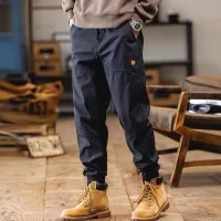 Men Fashion Casual Versatil Solid Color Multi Pocket Cargo Jogger Pants