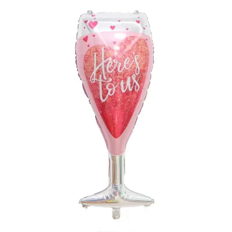 Fashion Valentine Day Party Decoration Wine Glass Aluminum Film Balloon