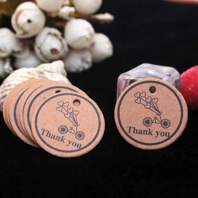 Round Kraft Paper Card Hanging Bakery Listing Blank Tag Marking Product Hand-Painted Business Card 100pcs/Pack