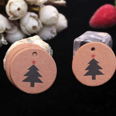 Round Kraft Paper Card Hanging Bakery Listing Blank Tag Marking Product Hand-Painted Business Card 100pcs/Pack