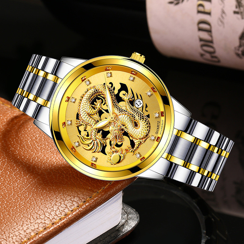 Wholesale Steel Band Gold Embossed Golden Dragon Non