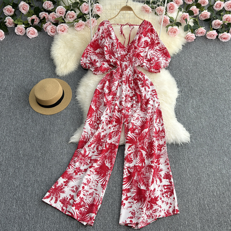 Wholesale Elegant Bubble Short-Sleeved V-Neck Casual High