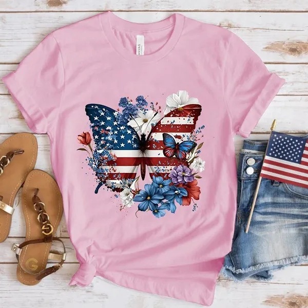 レディースファッション USA Heart Shape American Flag Stylish Simple Design T-Shirt Amazon.com: Tstars Girls 4th of July Shirt USA Patriotic