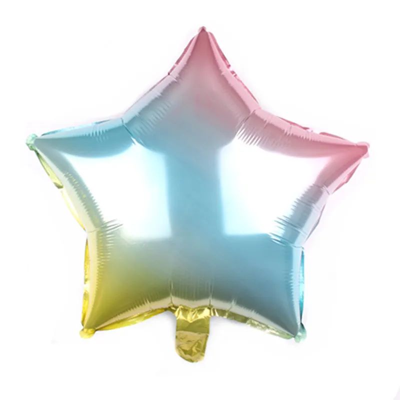 Valentine Day Party Decoration 18 Inch Gradient Rainbow Five-Pointed Star Round Aluminum Film Aluminum Foil Balloon