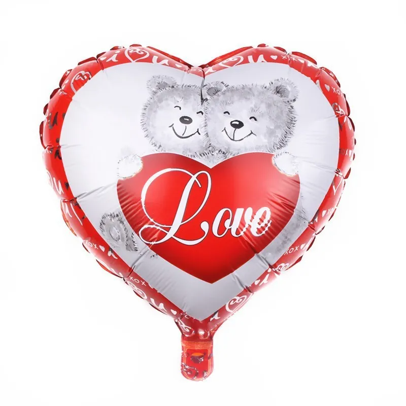 Valentine Day Party Decoration Cartoon 18 Inch Heart-Shaped Bear Love Aluminum Film Balloon