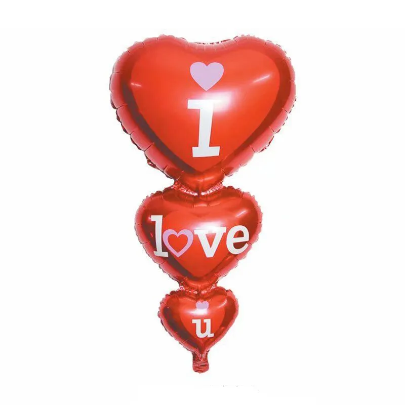 Valentine Day Party Decoration Cartoon String Heart Conjoined Love Heart Aluminum Film Balloon