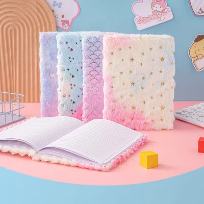 Simple Cartoon Plush Gradient Star Heart Notebook