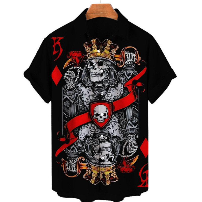 Wholesale Men Fashion Casual Party Personality 3D Skull Floral Short Sleeve Lapel Plus Size Shirt Wholesale Men Fashion Casual Party Personality 3D Skull Floral Short Sleeve Lapel Plus Size Shirt
