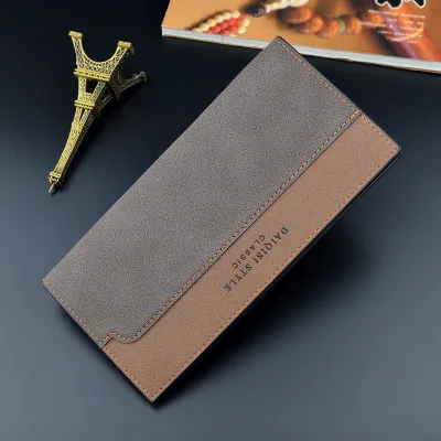 Men Simple Stitching Color Block Long PU Leather Purses Urban Simplicity Solid Color Polyester Lining