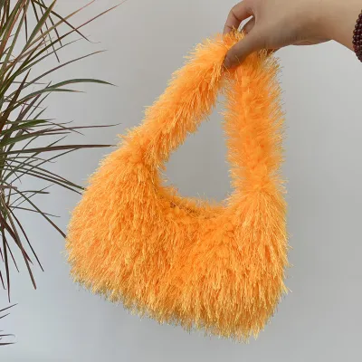 Autumn Winter Women Fashion Soft Plush Solid Color Handbag Small Square Bag