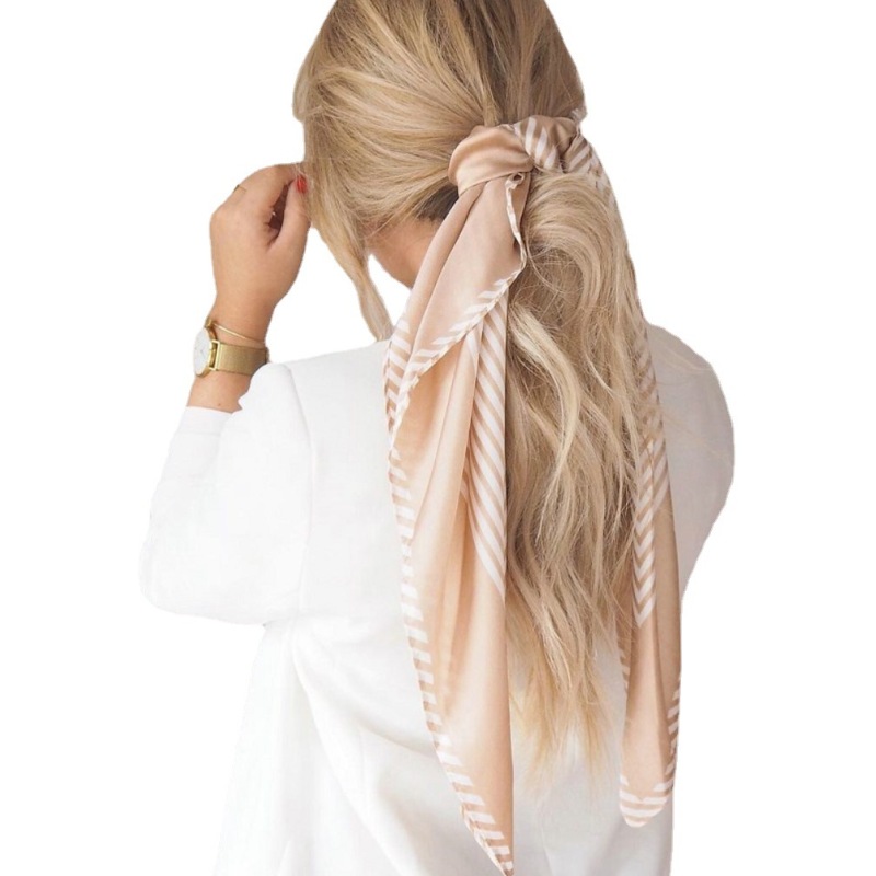 Wholesale Women Fashion Stripe Print Satin Silk Square Scarf