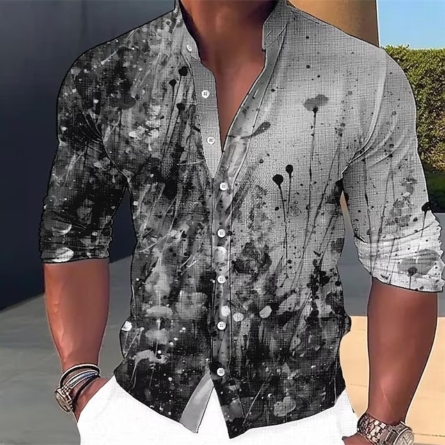 Wholesale Men Fashion Casual Basic 3D Floral Long Sleeve