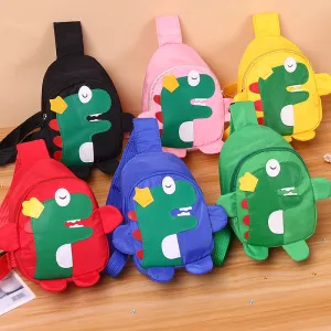 Kids Boys Girls Fashion Cute Cartoon Dinosaur Canvas Waist Bag for Kindergarten