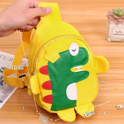 Kids Boys Girls Fashion Cute Cartoon Dinosaur Canvas Waist Bag for Kindergarten