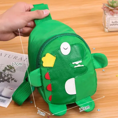 Kids Boys Girls Fashion Cute Cartoon Dinosaur Canvas Waist Bag for Kindergarten