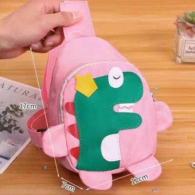 Kids Boys Girls Fashion Cute Cartoon Dinosaur Canvas Waist Bag for Kindergarten