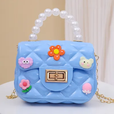 Kids Girls Fashion Sweet Candy Color Cartoon Patch Mini PVC Crossbody Street Trend Bag