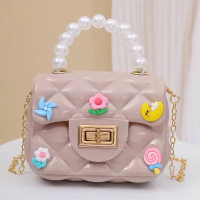 Kids Girls Fashion Sweet Candy Color Cartoon Patch Mini PVC Crossbody Street Trend Bag