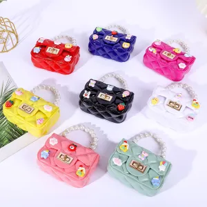 Kids Girls Fashion Sweet Candy Color Cartoon Patch Mini PVC Crossbody Street Trend Bag