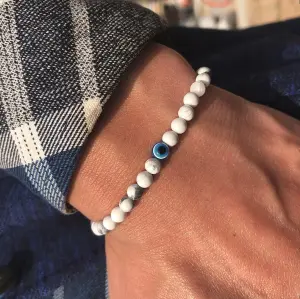 Men Simple Retro Elastic Beaded Eye Bracelet