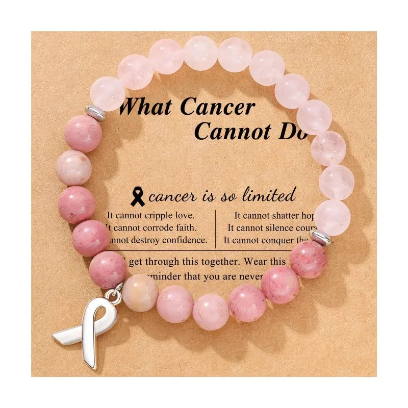 Women Fashion Pink Crystal Bow Ribbon Beaded Bracelet