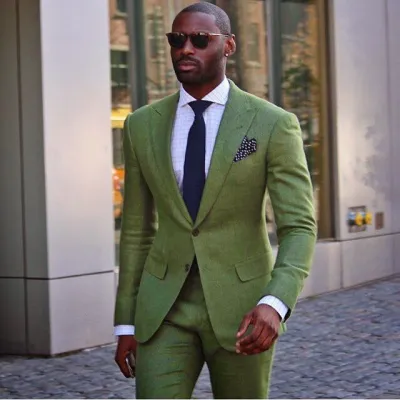 Men Business Casual Solid Color Slim Fit Two-Piece Suit
