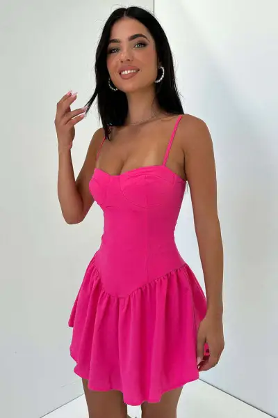 Women Fashion Sexy Solid Color Strapless Sling Mini Dress