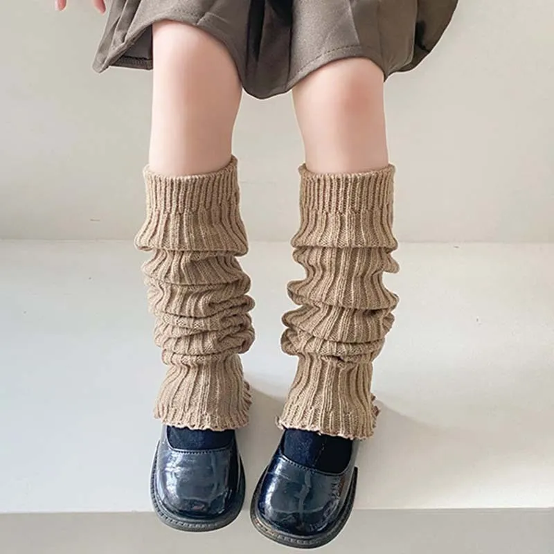Kids Unisex Cute Solid Stripe Cotton Thickening Long Tube Leg Warmers Socks